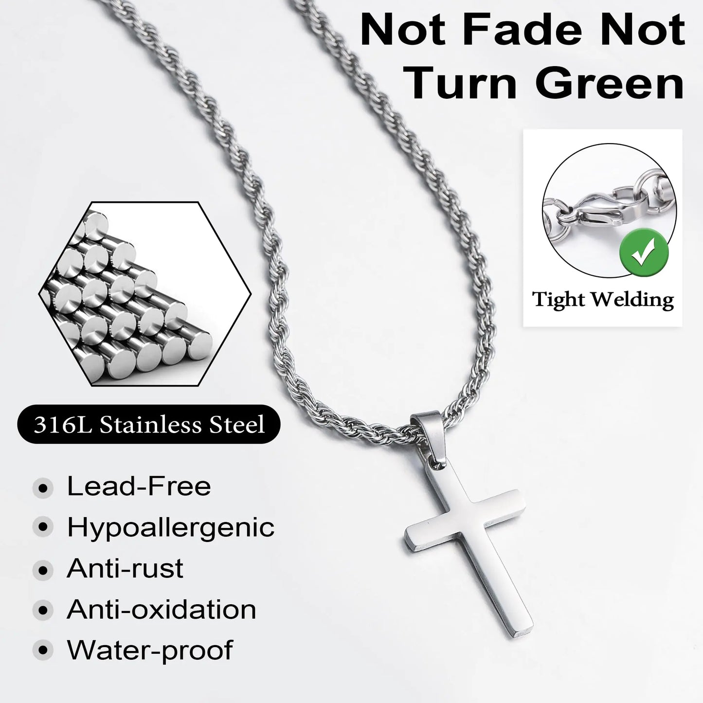 Yooblue Cross Necklace for Men